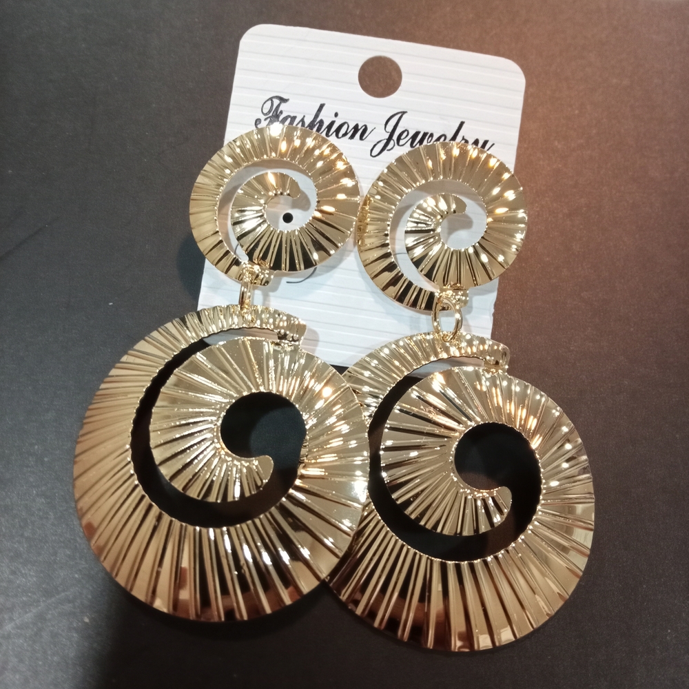Gold Spiral Drop Earrings